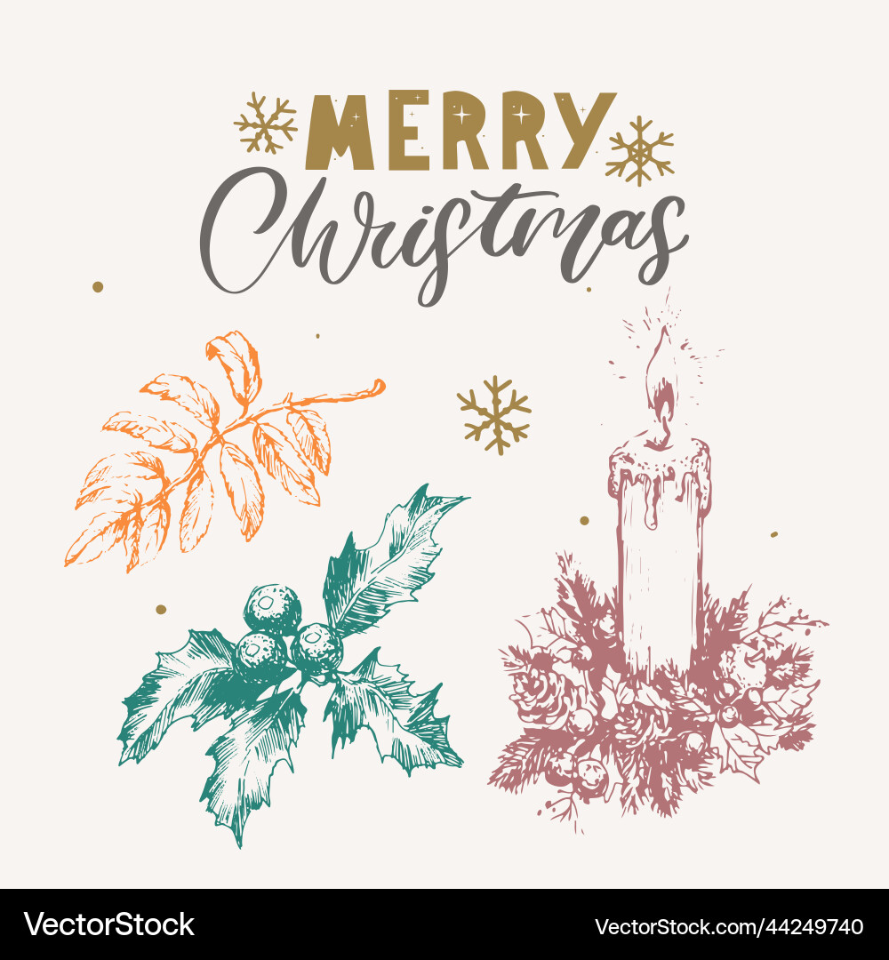 Merry christmas happy new year 2023 typography Vector Image