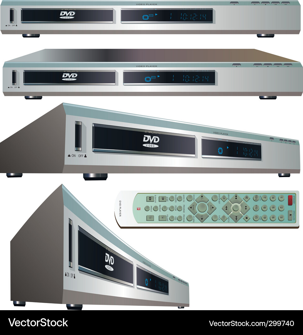 Modern DVD Player with Remote Vector Image