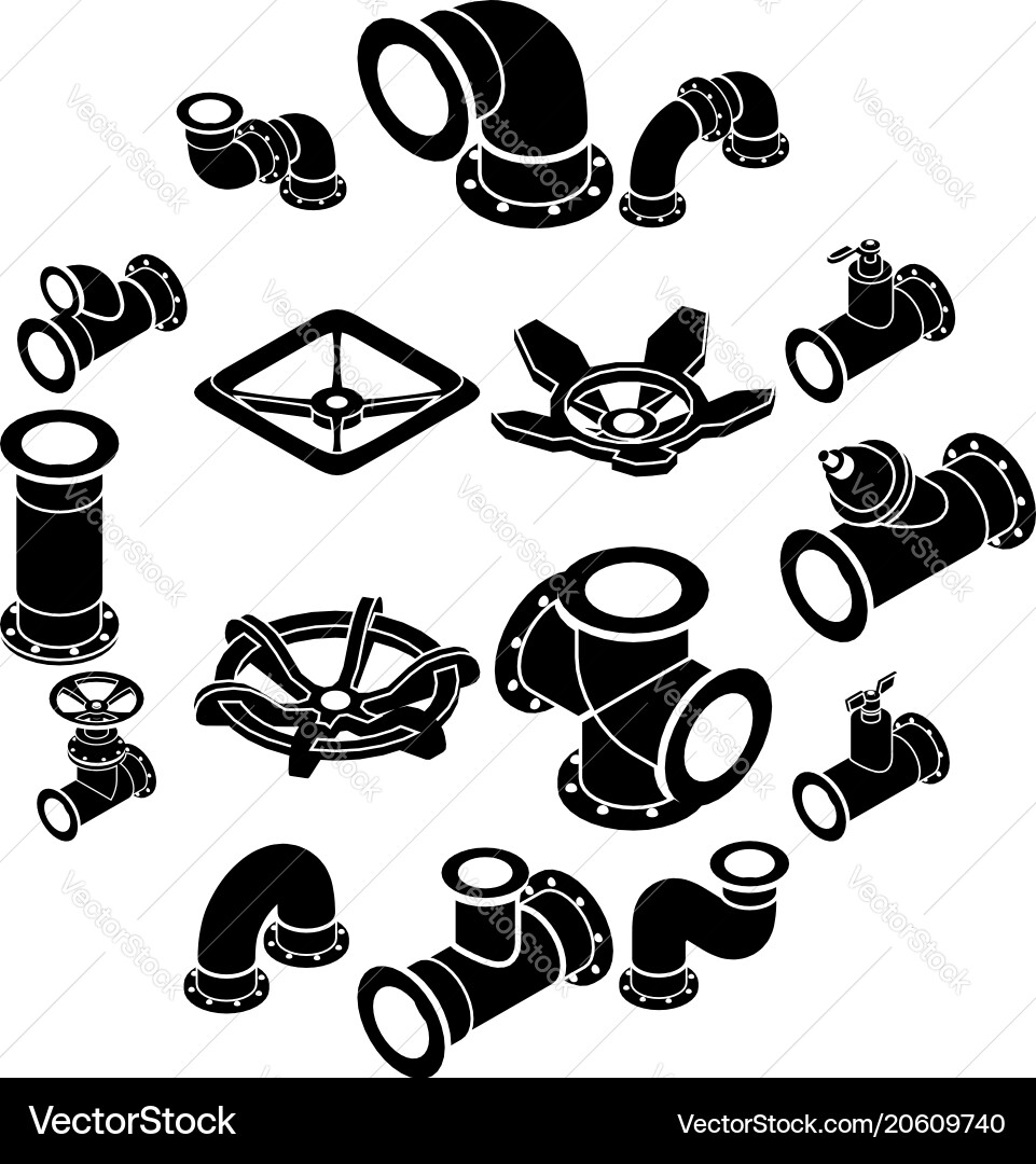 Pipeline constructor icons set isometric style Pipeline constructor icons set isometric style vector image
