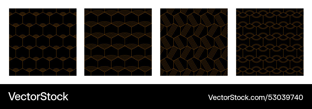 Set of four abstract hexagons patterns honeycomb Set of four abstract hexagons patterns honeycomb Vector Image