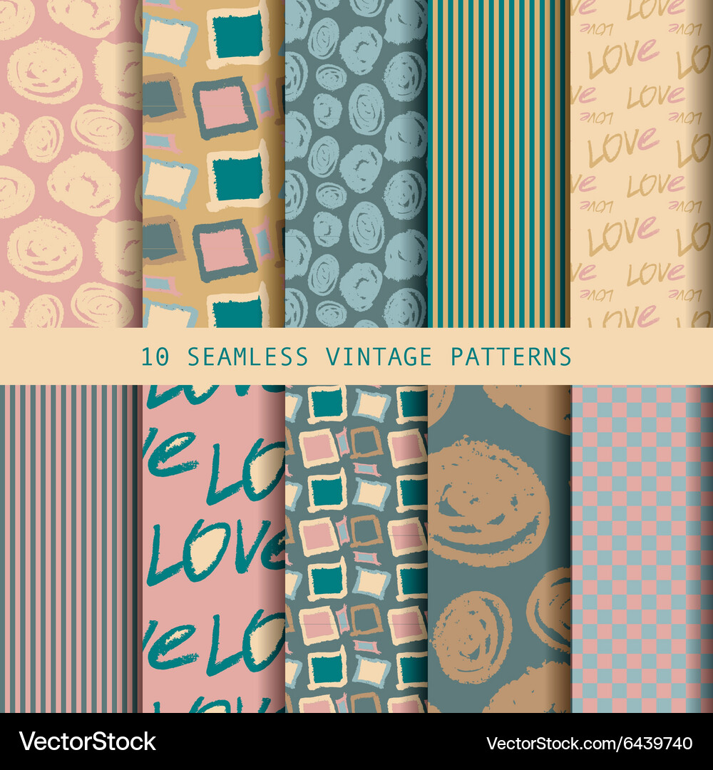 Set of seamless patterns in retro style Vector Image