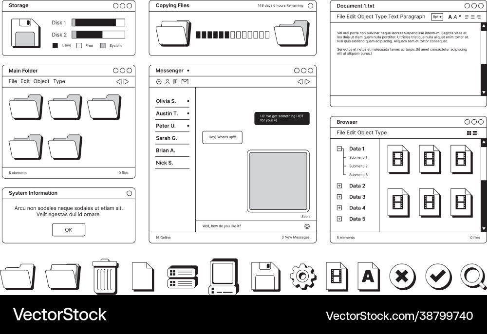 Web pages layout templates in retro style digital vector image