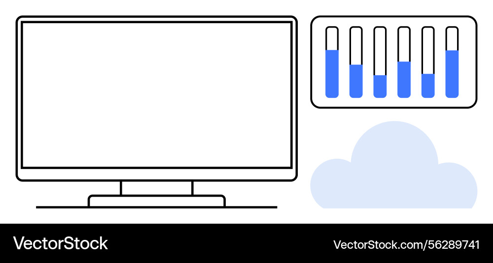 Cloud computing interface with data charts Cloud computing interface with data charts vector image