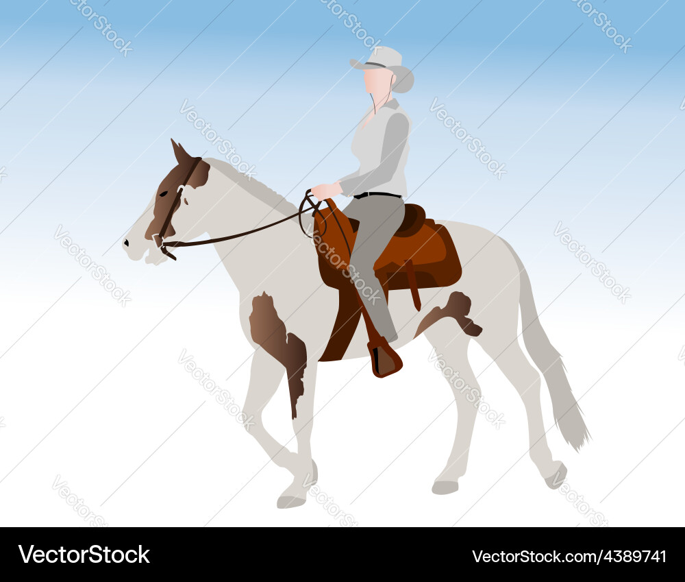 Cowgirl riding horse Vector Image