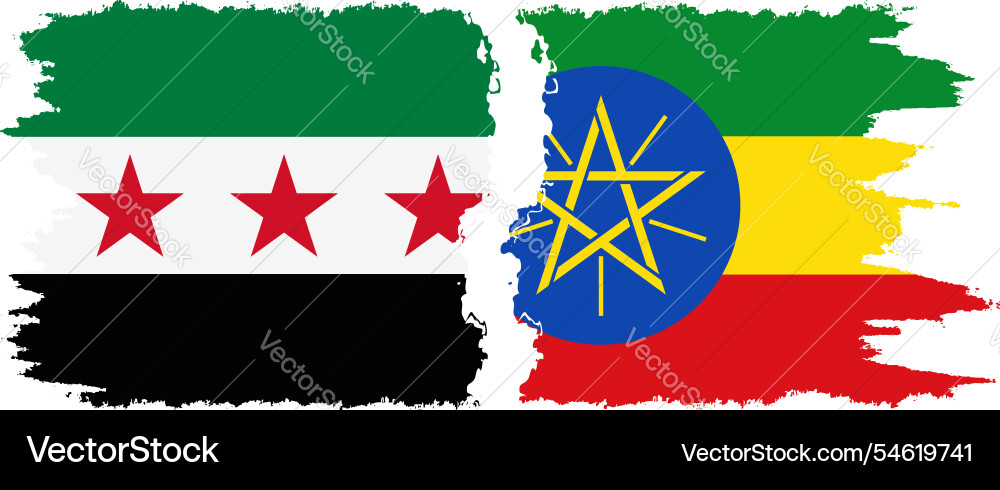 Ethiopia and syrian revolution grunge flags Ethiopia and syrian revolution grunge flags vector image