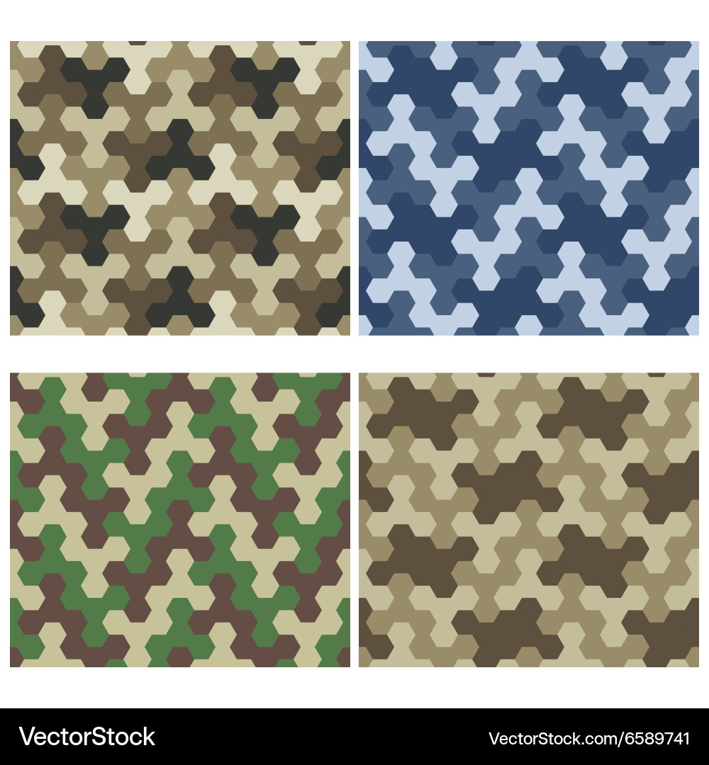 Hexagonal Camo Pattern Set Vector Image