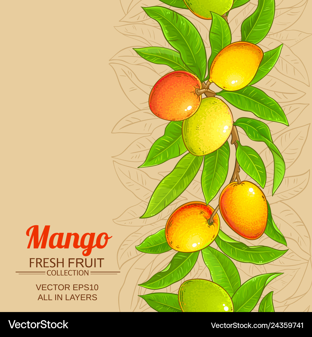 Mango branches pattern on color background Mango branches pattern on color background vector image
