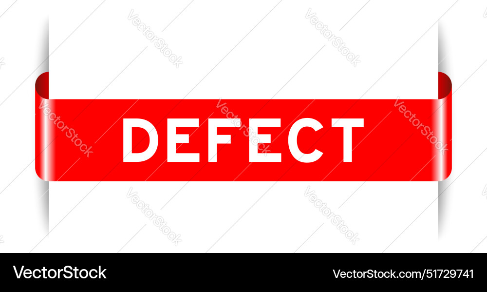 Red color inserted label banner with word defect Red color inserted label banner with word defect vector image