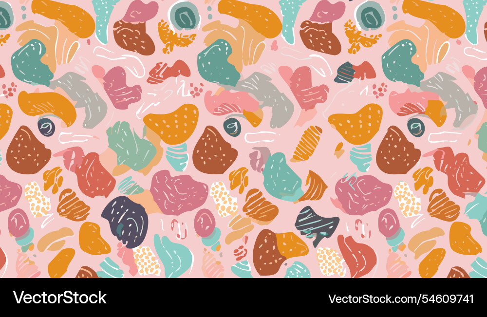 Seamless pattern with hand drawn abstract shapes vector image