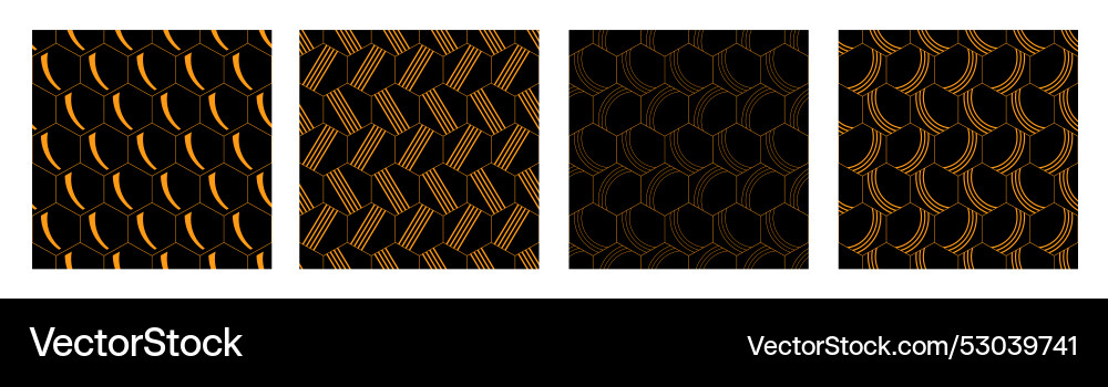 Set of four abstract hexagons patterns honeycomb Set of four abstract hexagons patterns honeycomb vector image