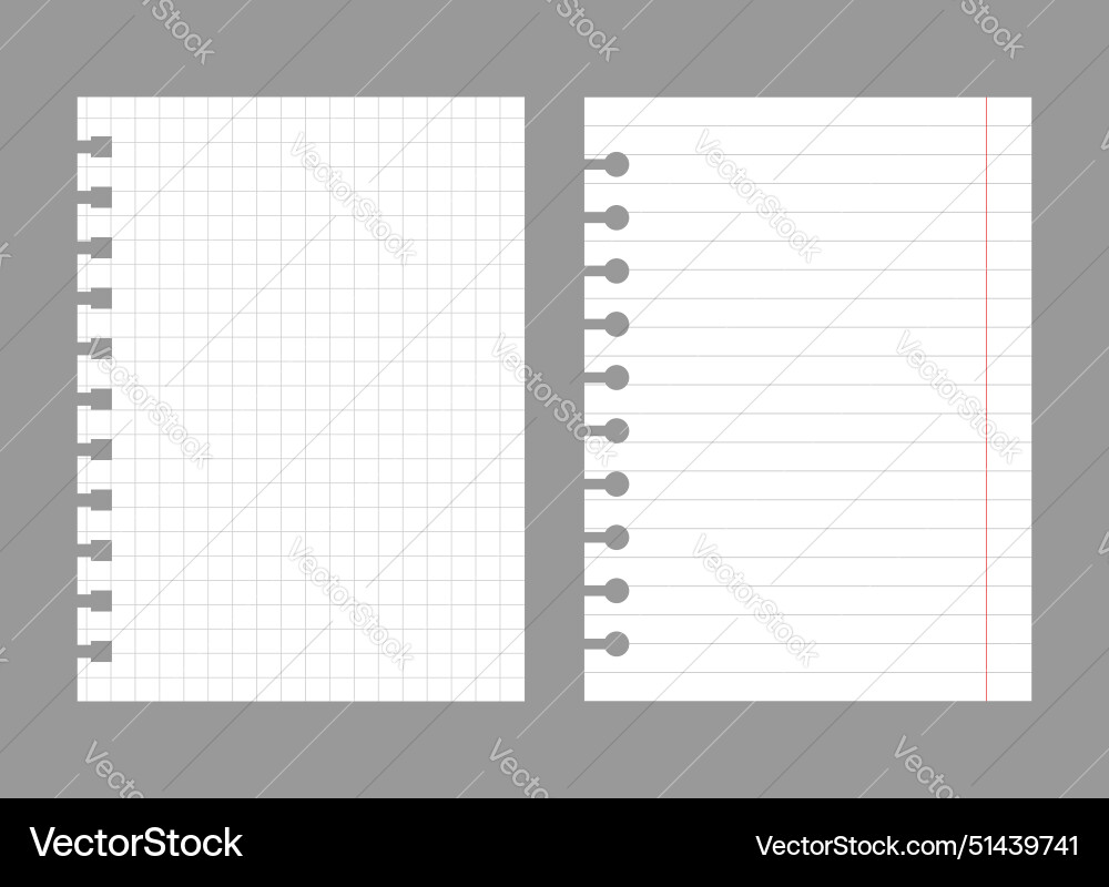 Set of notebook sheets isolated on gray background Set of notebook sheets isolated on gray background vector image