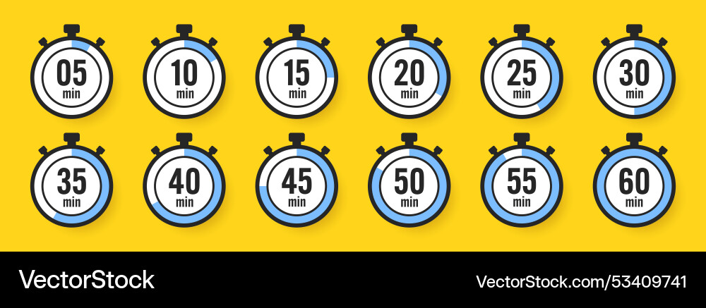 Stopwatch icons colorful simple chronometer time Stopwatch icons colorful simple chronometer time vector image