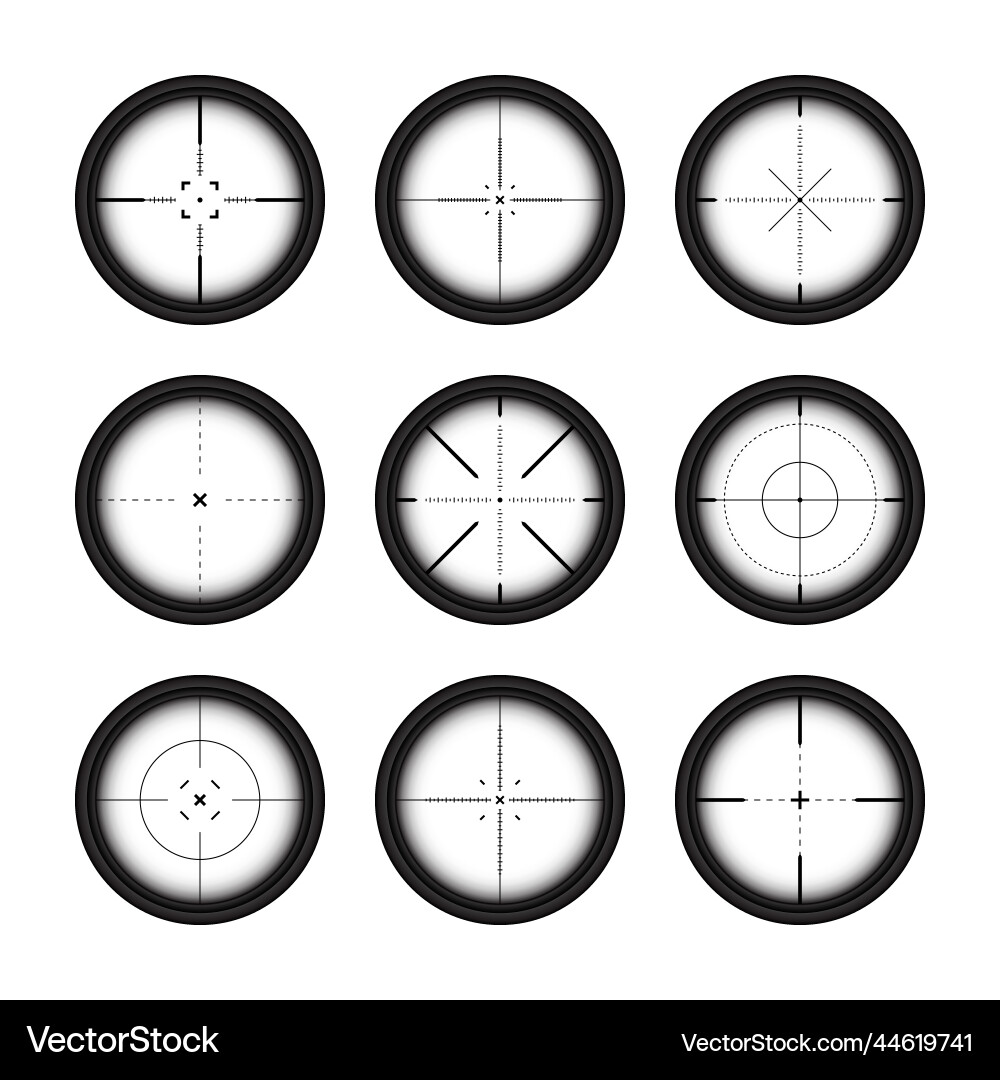 Various weapon sights sniper rifle optical scopes Various weapon sights sniper rifle optical scopes vector image