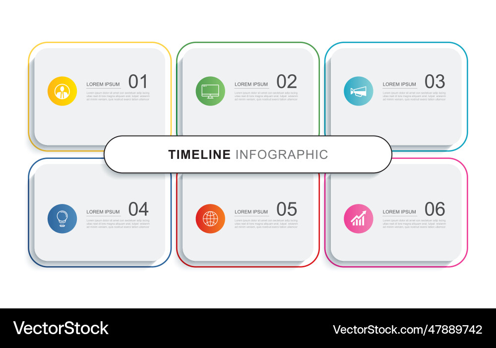 6 data infographics tab paper index template Vector Image