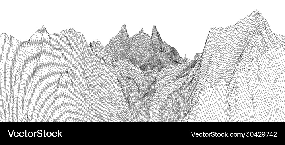 Abstrakter 3d Drahtrahmen Landschaft Blaupause Stil Abstrakter 3d Drahtrahmen Landschaft Blaupause Stil vektorbild