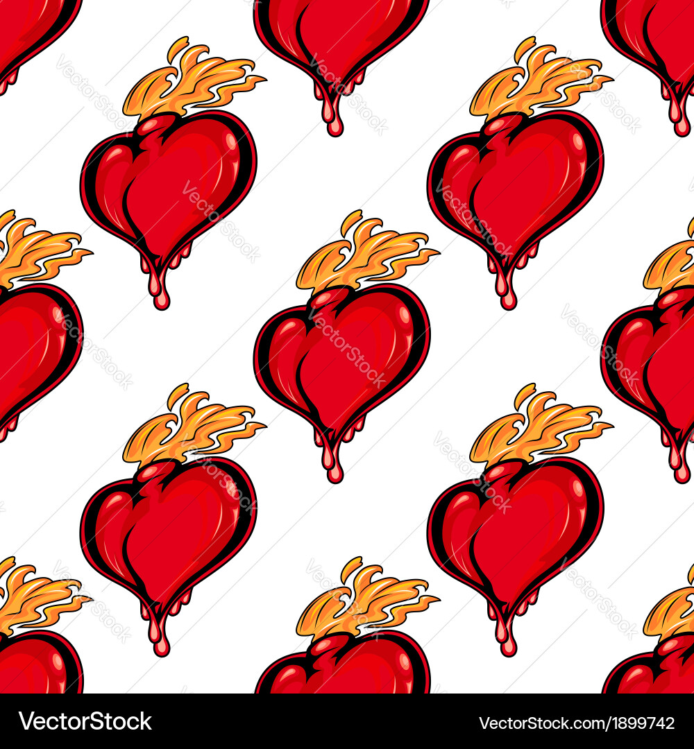 Flaming Heart Pattern vector image