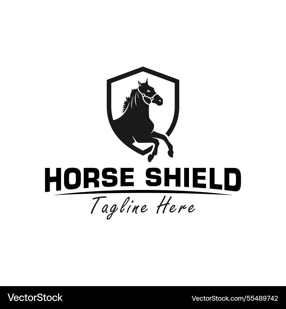 Horse head shield logo Horse head shield logo Vector Image