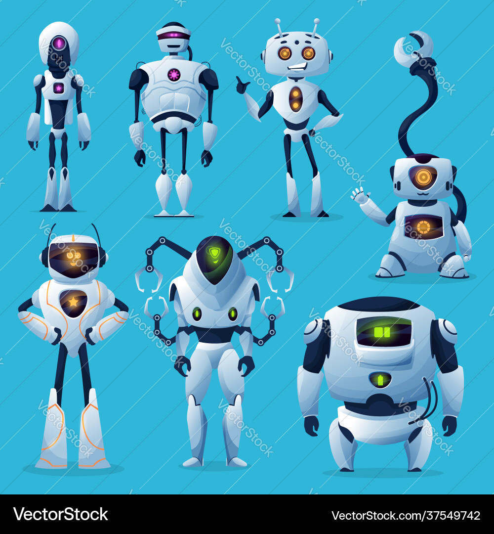 Roboter bots künstliche Intelligenz Zeichen Roboter bots künstliche Intelligenz Zeichen vektorbild