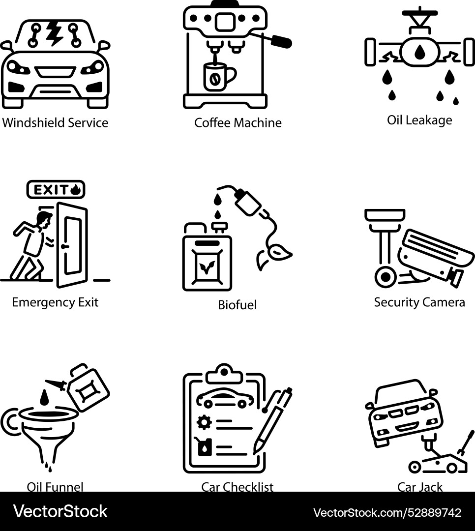 Set of auto services linear icons Vector Image