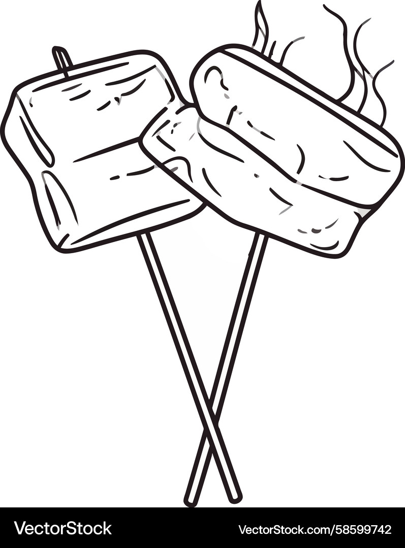 Simple line art of two crossed skewers Vector Image