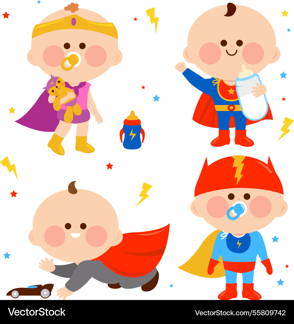 Super hero babies happy strong active baby Super hero babies happy strong active baby vector image