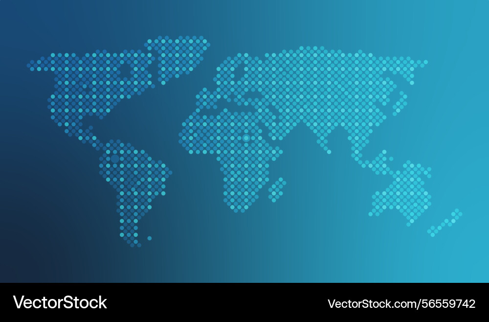 World dotted map with blue gradient background World dotted map with blue gradient background vector image