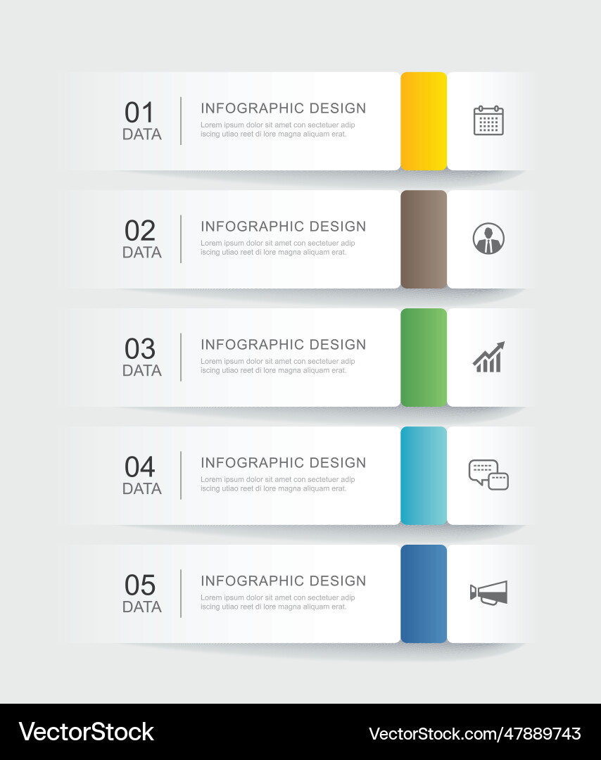 5 data infographics tab paper index template 5 data infographics tab paper index template vector image