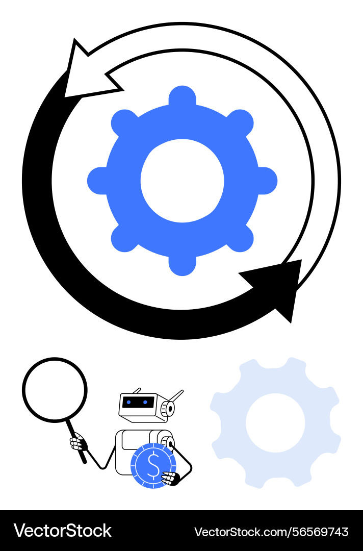 Automation and efficiency symbolized by robot Automation and efficiency symbolized by robot Vector Image