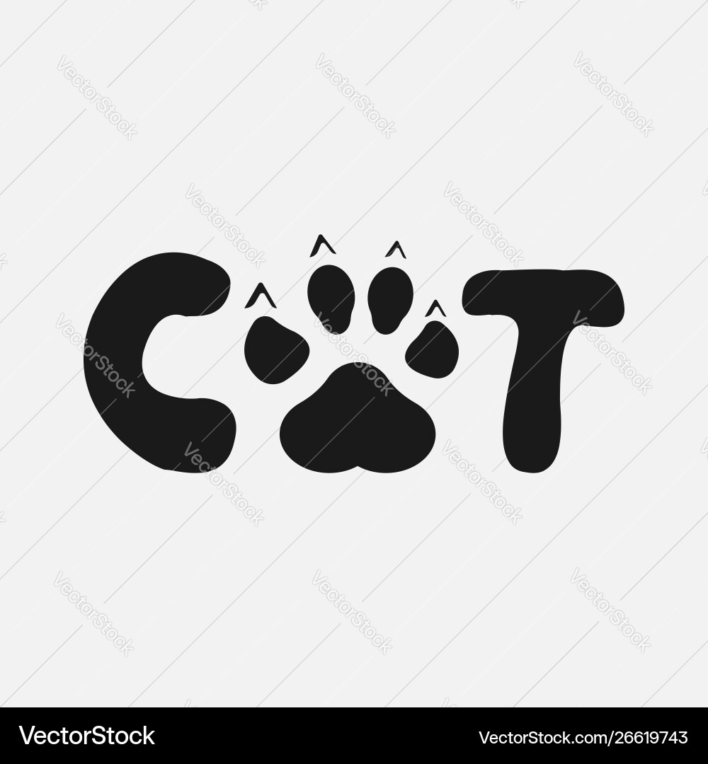 Cat text with paw print Cat text with paw print vector image