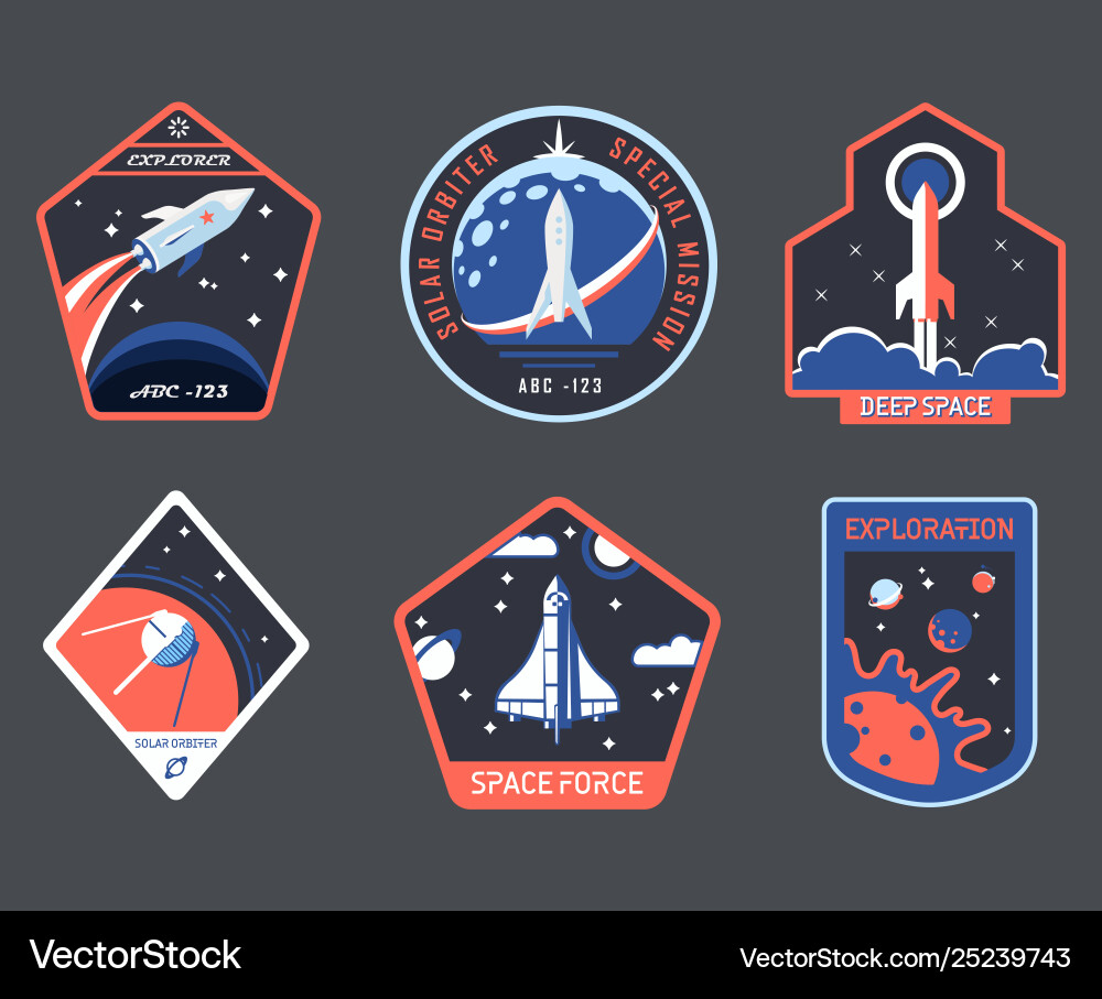 Cosmic Exploration Patch Set vector image