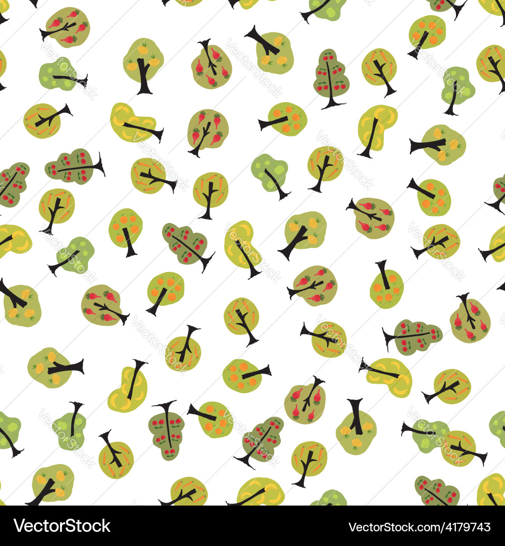 Cute seamless background with different trees vector image