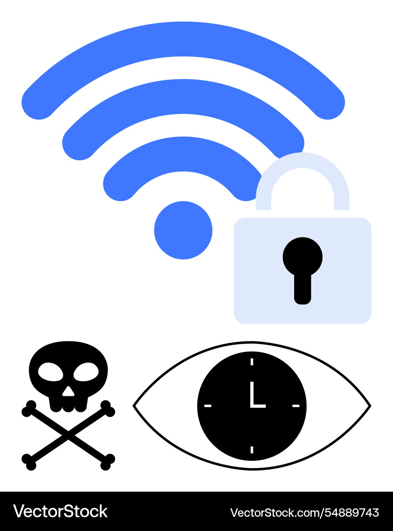 Network security concepts with wireless signal vector image