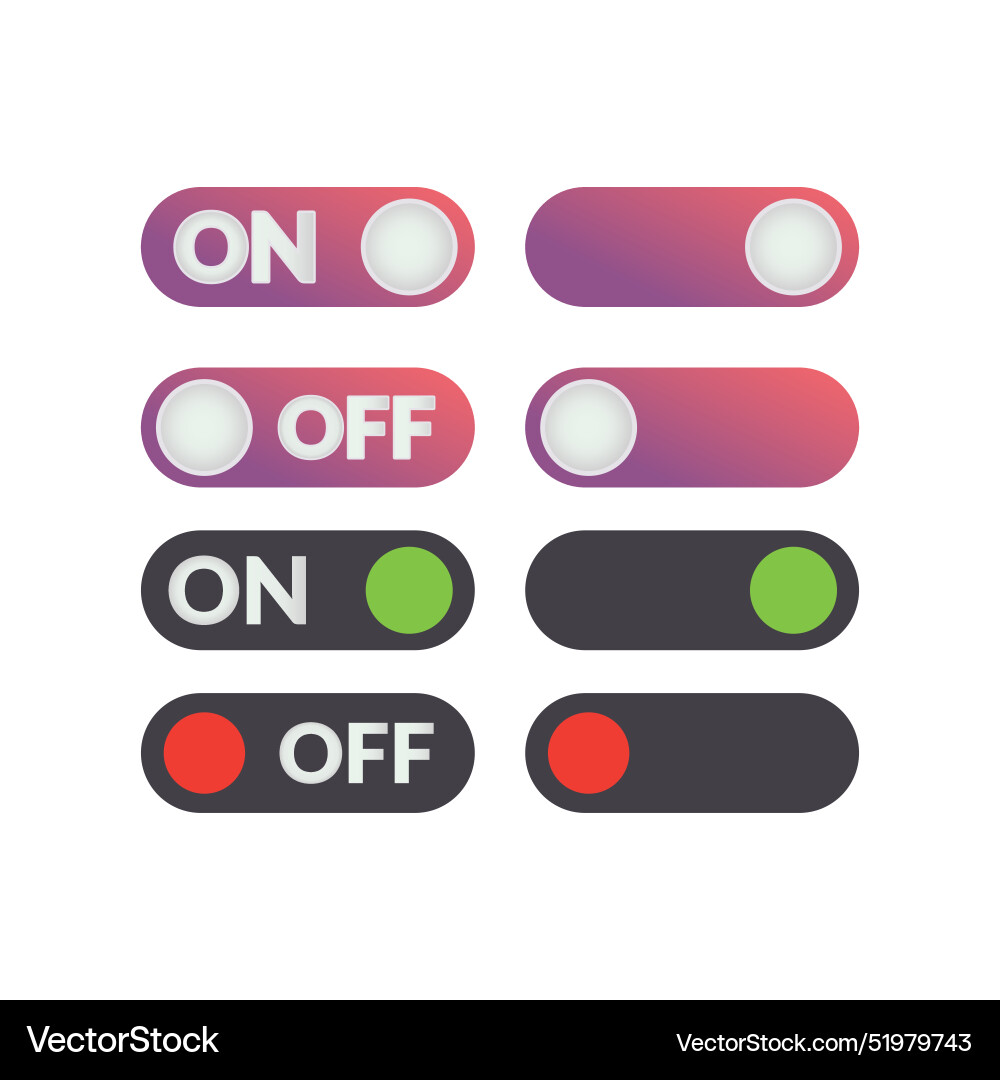 On and off buttons icon set flat Royalty Free Vector Image