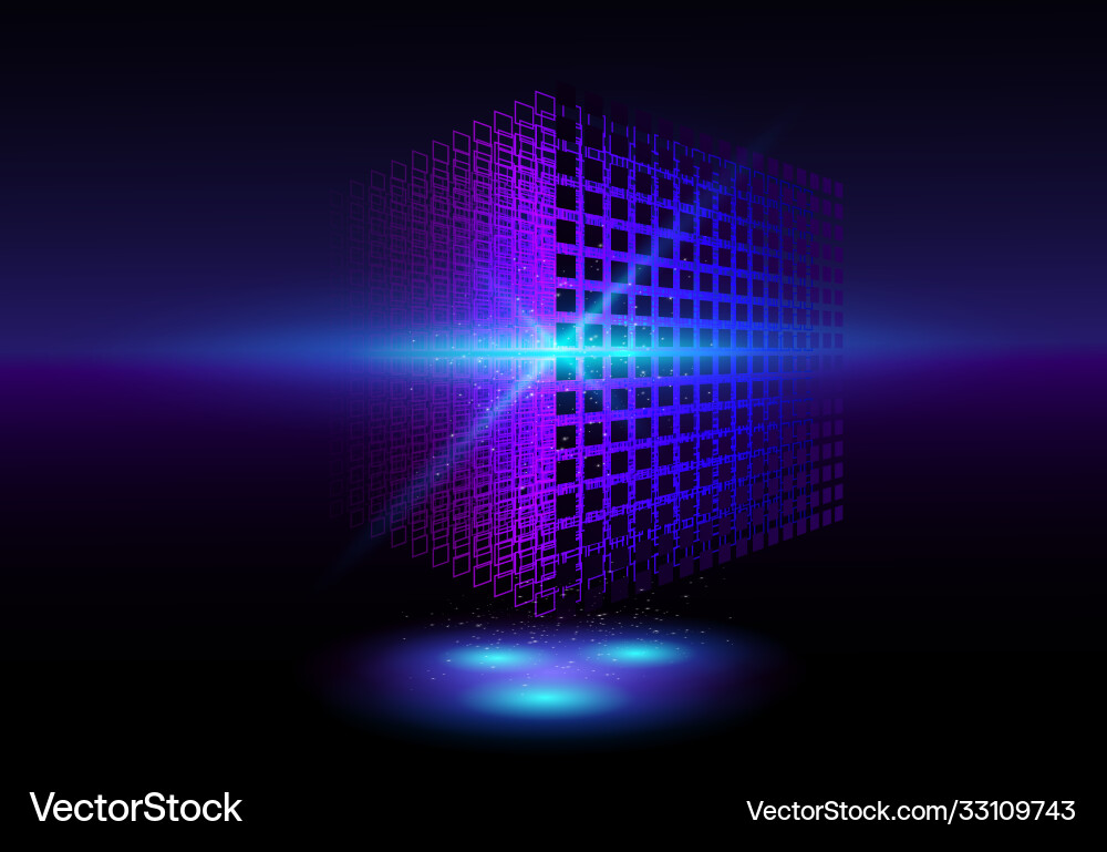 Perspective 3d wireframe cube geometric from vector image