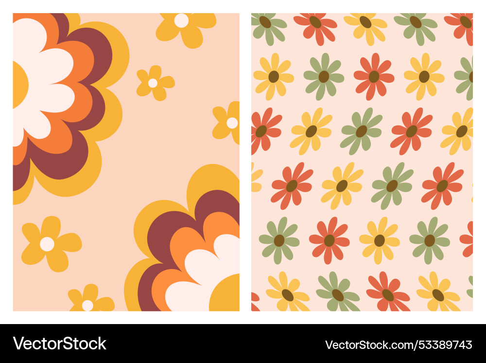 Retro daisy flower pattern with large Vector Image