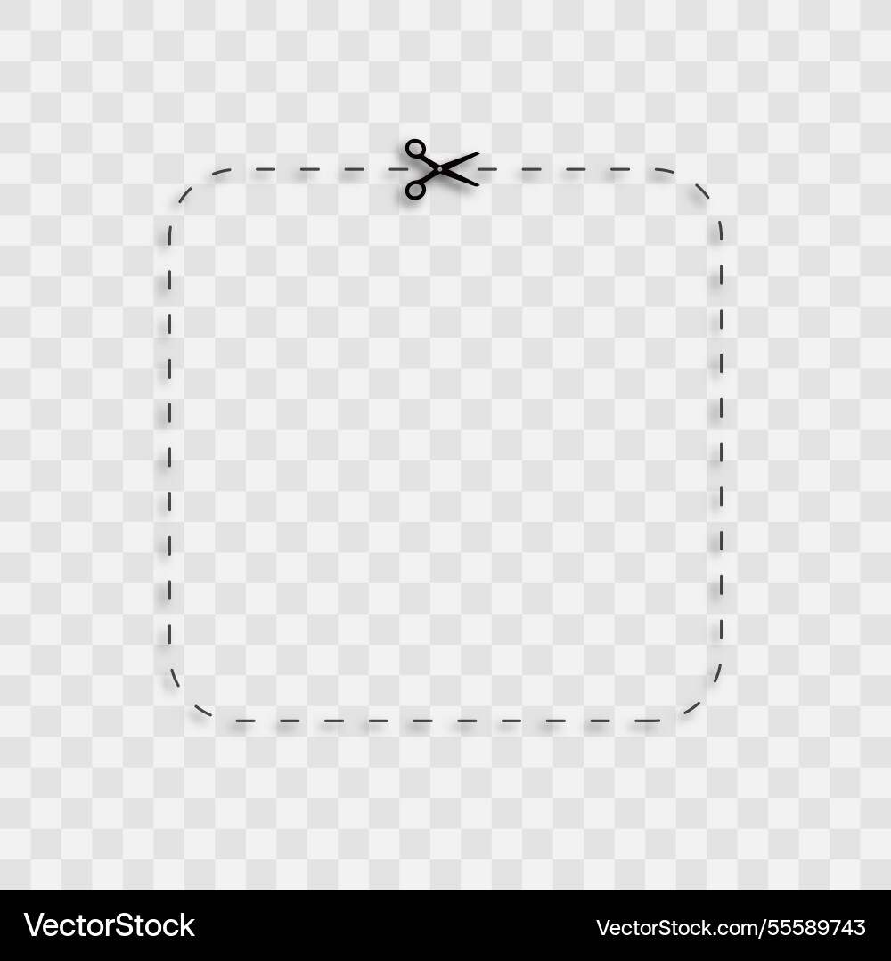 Scissor with dash line dotted marks in square Scissor with dash line dotted marks in square vector image