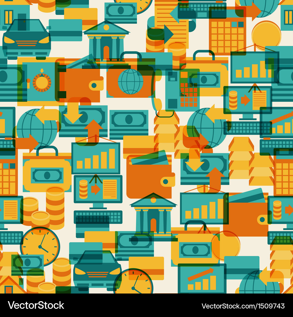Seamless pattern of banking icons Vector Image