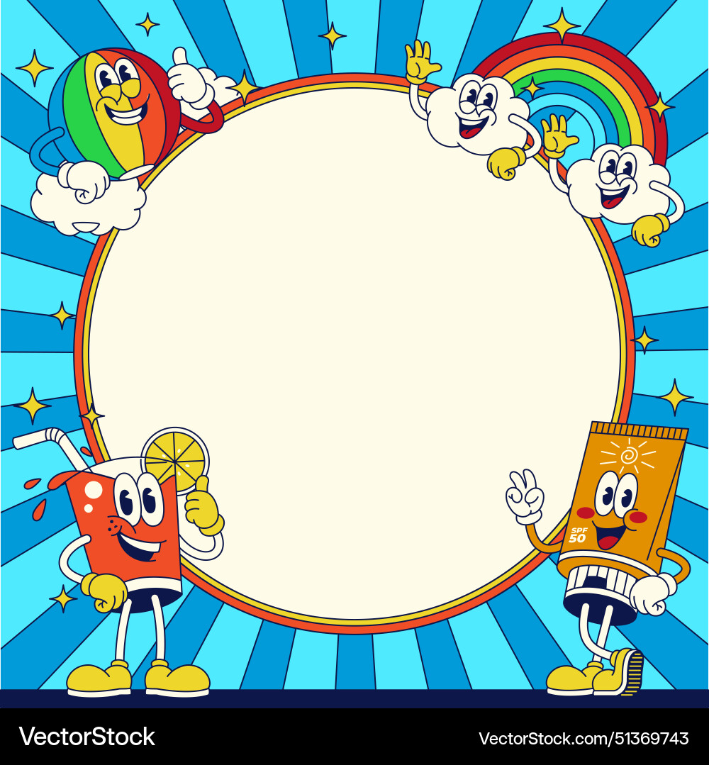 Summer banner background with retro character Vector Image