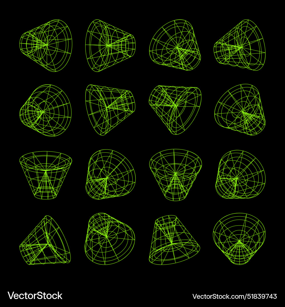 Wireframe lined shapes perspective mesh 3d grid Wireframe lined shapes perspective mesh 3d grid vector image