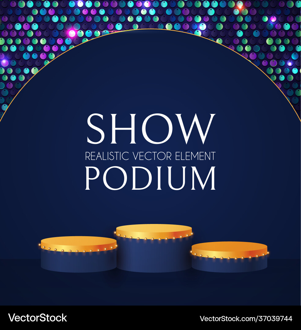 3d realistic round posium with sequence background Vector Image