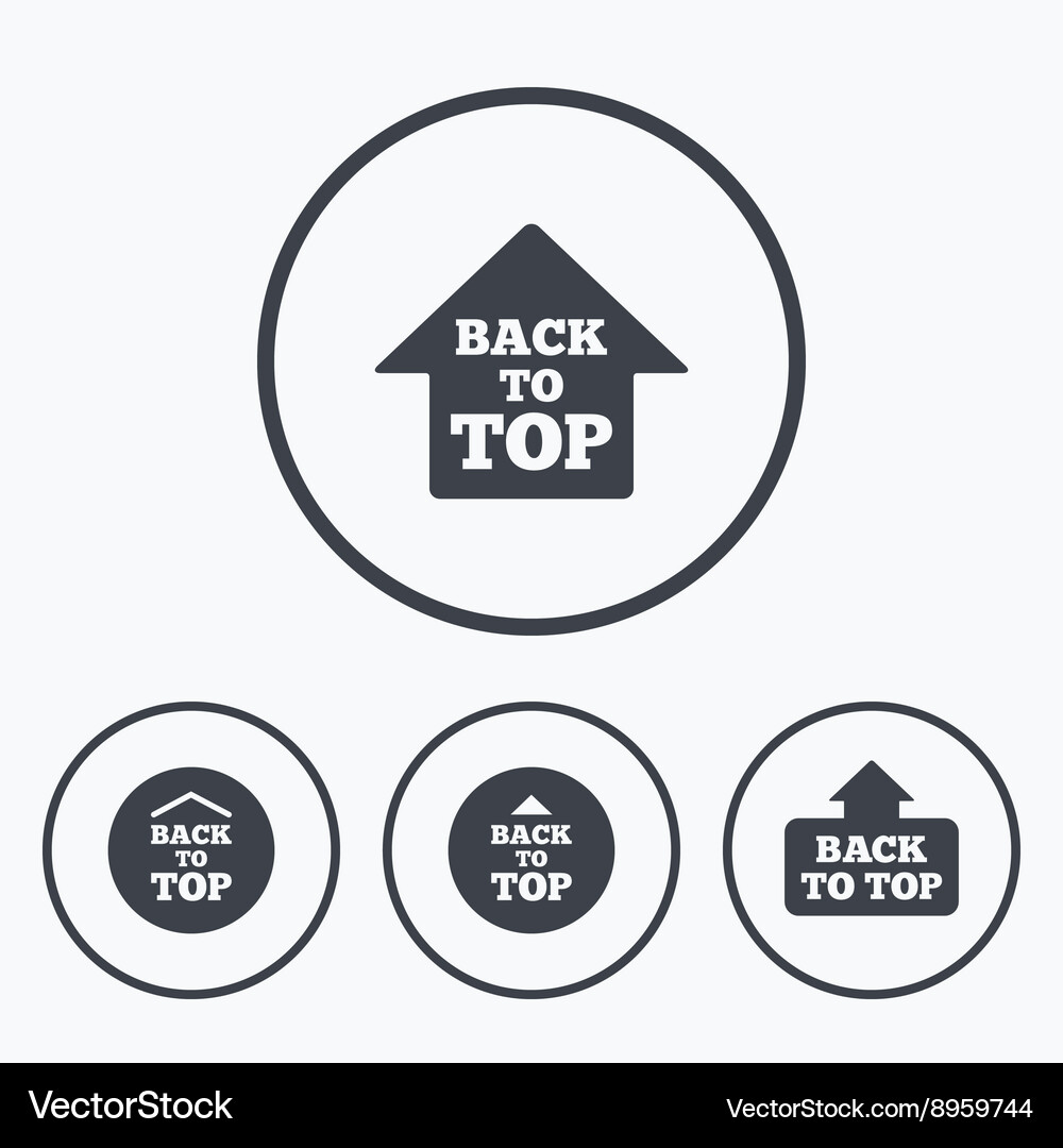 Back to top signs scroll up with arrow Vector Image