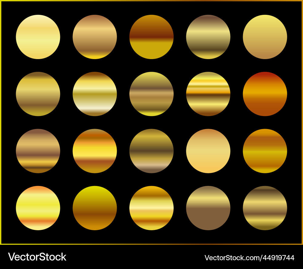 Gold gradient set background icon texture Vector Image
