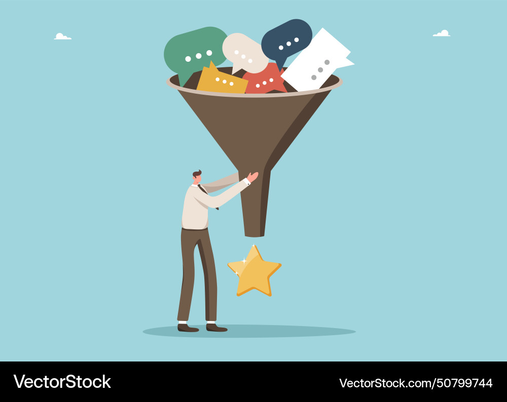 Man using funnel with speech bubbles makes star Man using funnel with speech bubbles makes star vector image