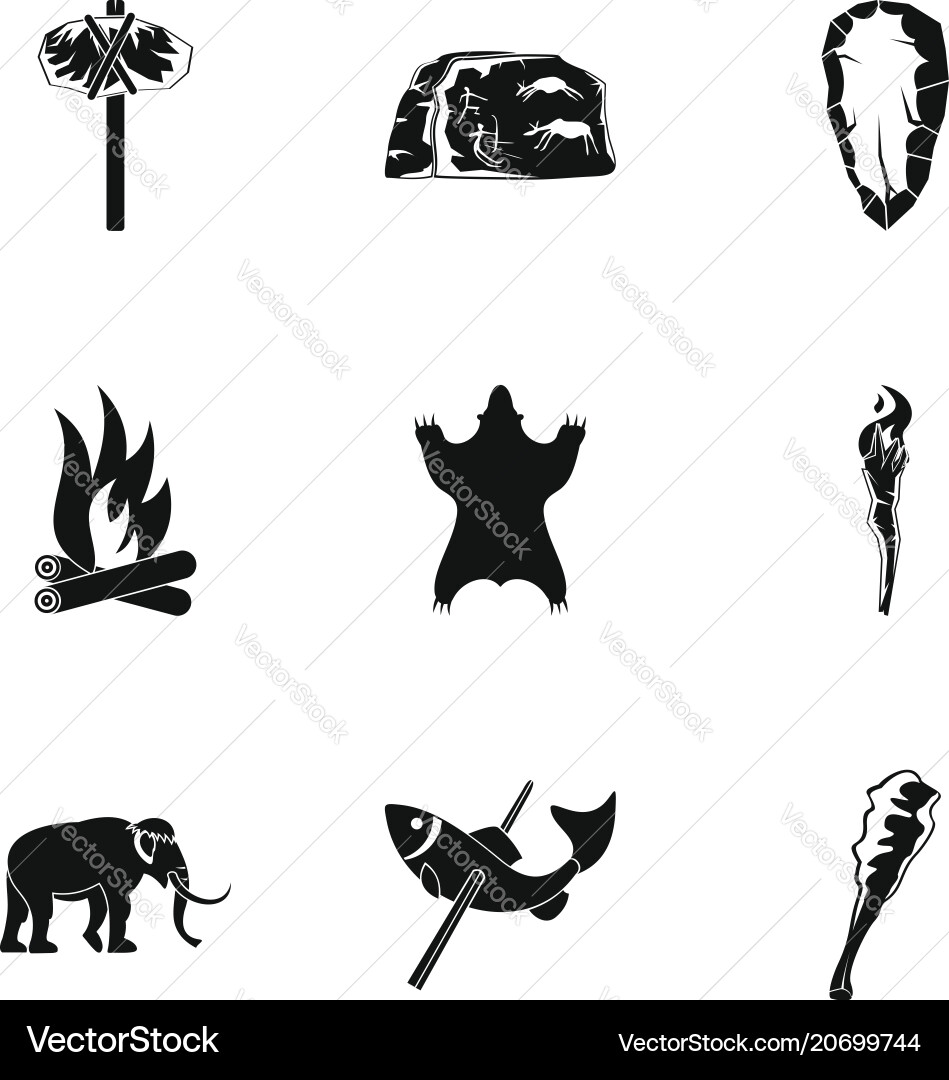 Primitive icons set simple style Primitive icons set simple style vector image