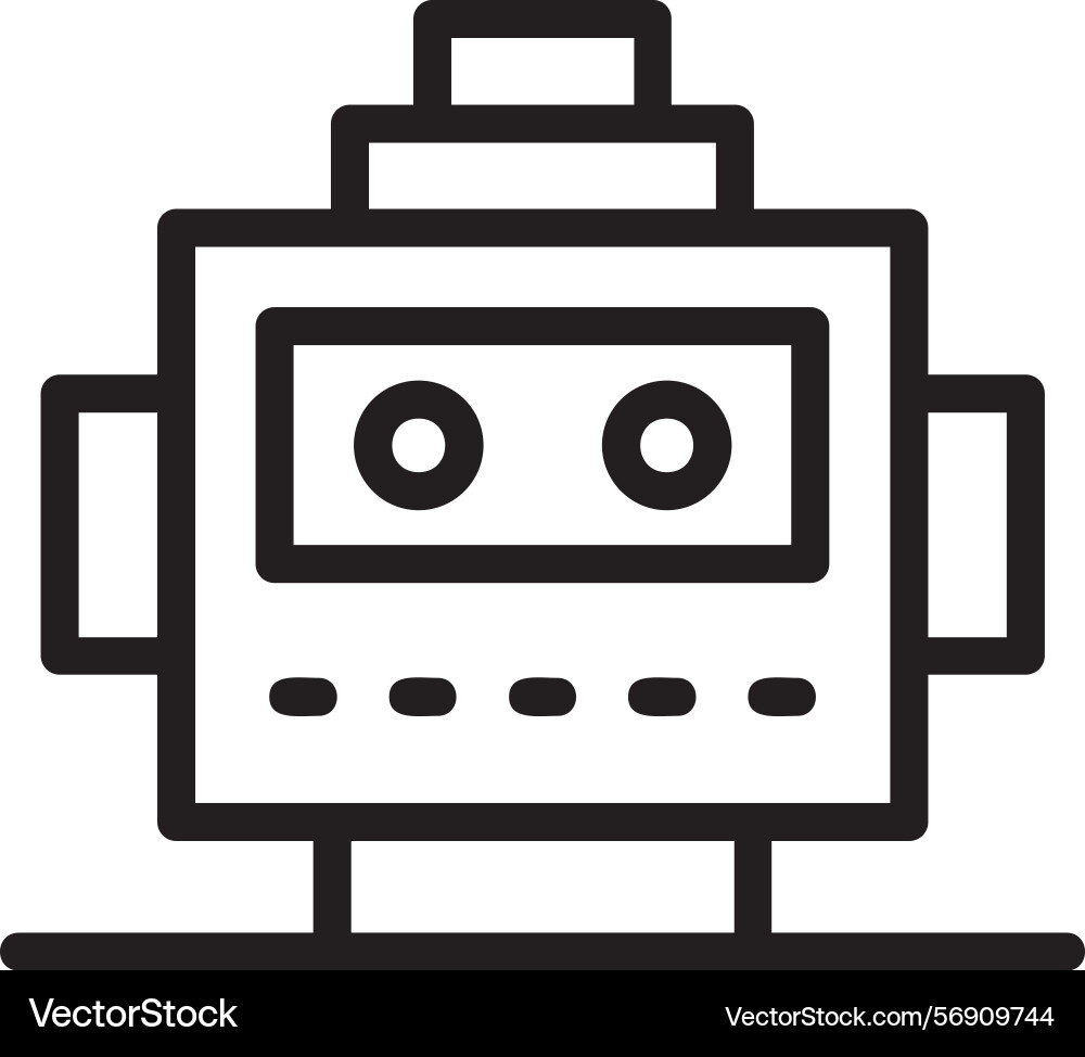 Robot head linear style icon design vector image