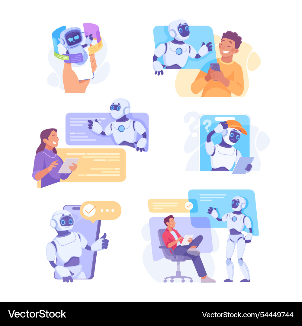 Robotercharakter als Smart android Assistent Maschine Robotercharakter als Smart android Assistent Maschine vektorbild