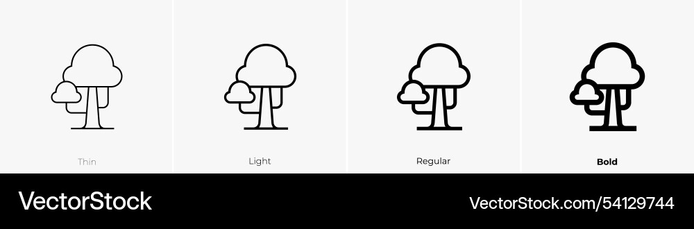 Tree icon thin light regular and bold style Tree icon thin light regular and bold style Vector Image