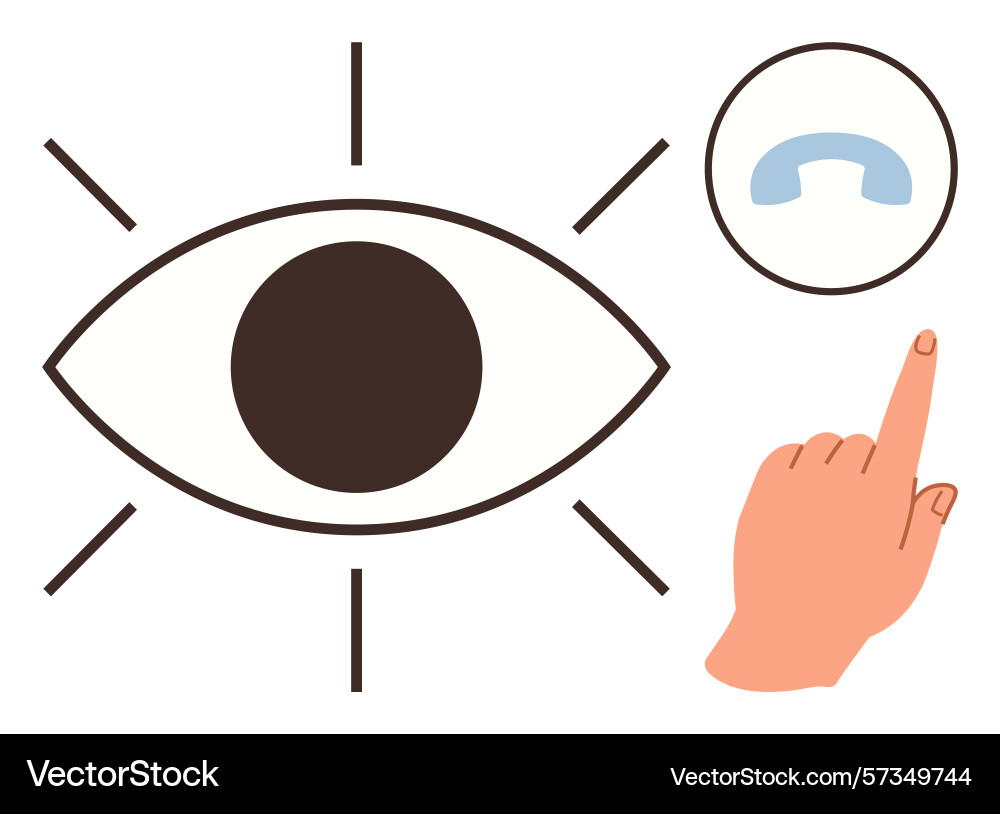 Visual attention and focus with pointing hand Visual attention and focus with pointing hand Vector Image