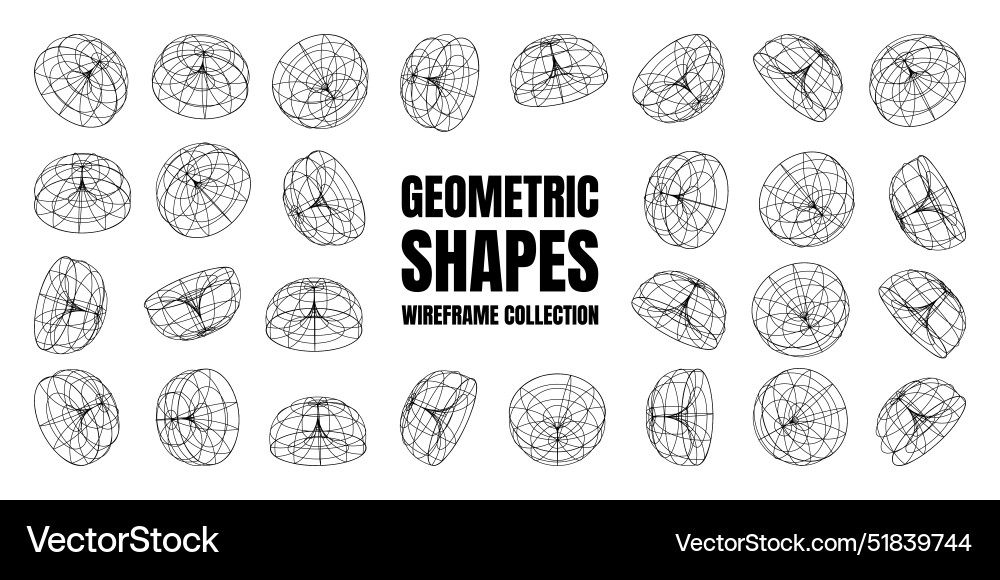 Wireframe lined shapes perspective mesh 3d grid Wireframe lined shapes perspective mesh 3d grid vector image