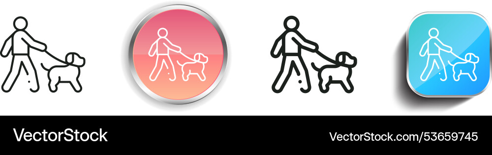 Dog icon thin linear regular and button style vector image